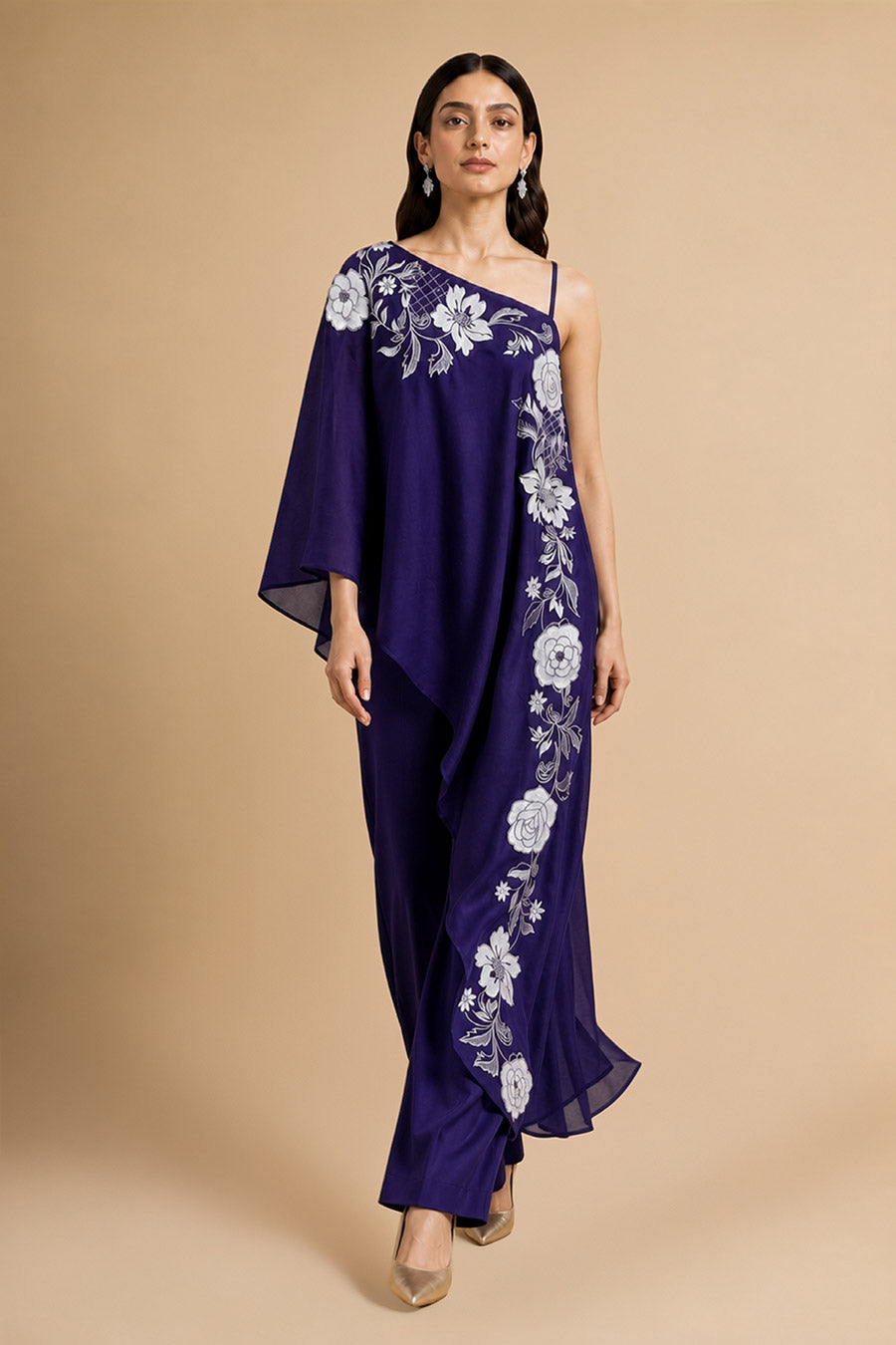 Mirelle Purple Chanderi Embroidered Tunic Co-Ord Set