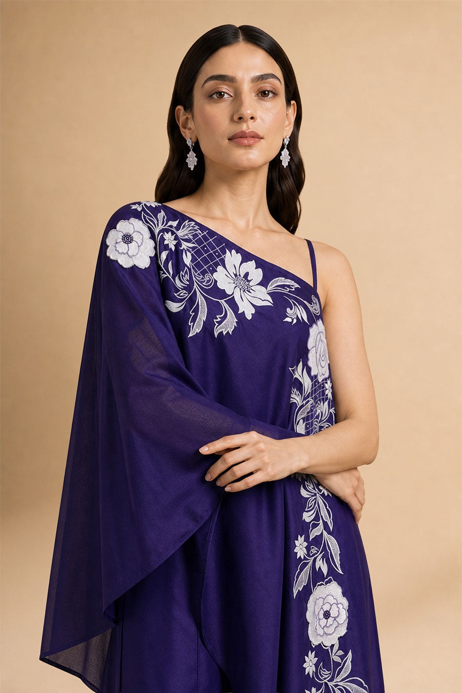 Mirelle Purple Chanderi Embroidered Tunic Co-Ord Set
