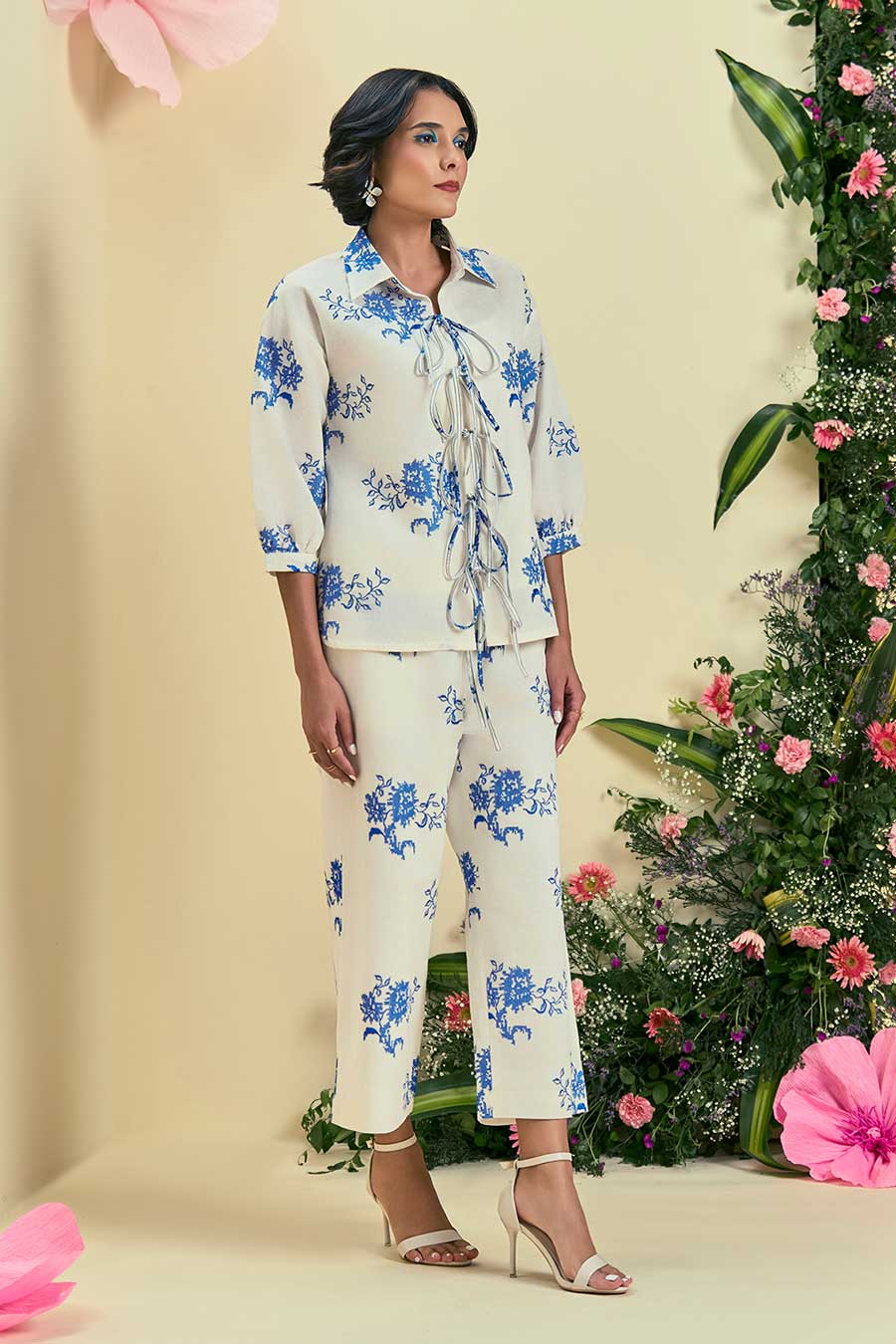 Off-White Rhea Linen Embroidered Co-Ord Set