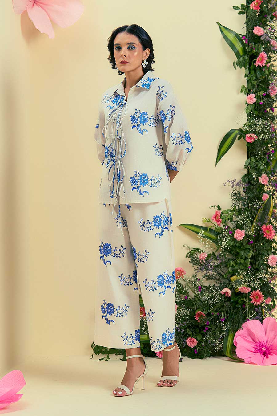 Off-White Rhea Linen Embroidered Pants