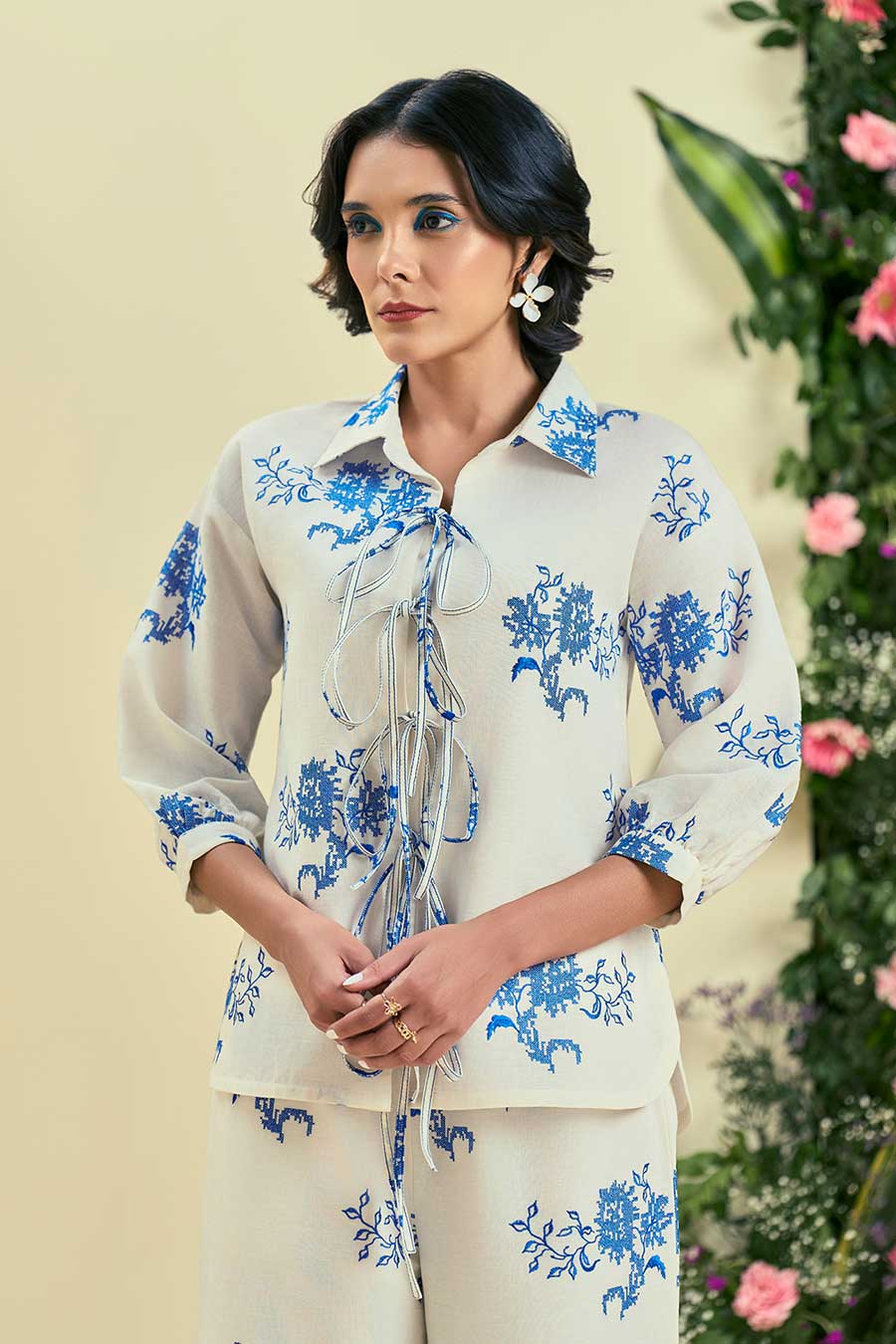 Off-White Rhea Linen Embroidered Shirt