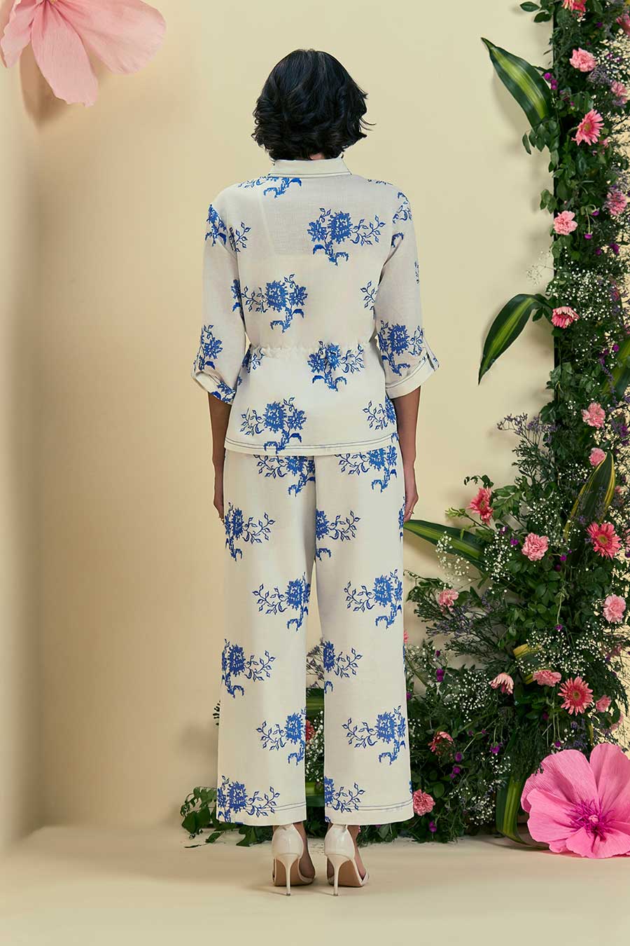 Off-White Lyana Linen Embroidered Co-Ord Set