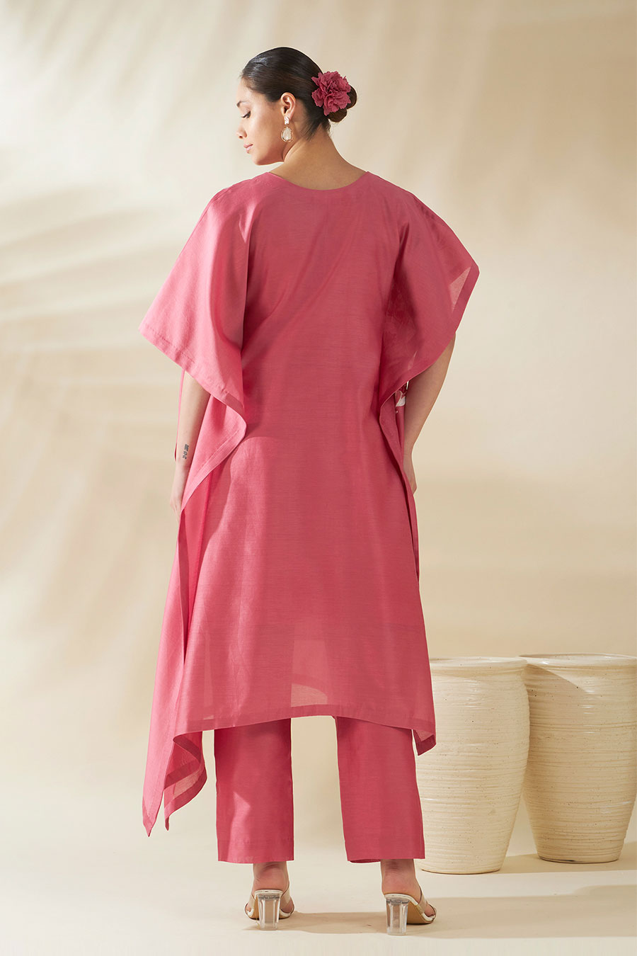 Maira Pink Embroidered Kaftan Co-Ord Set