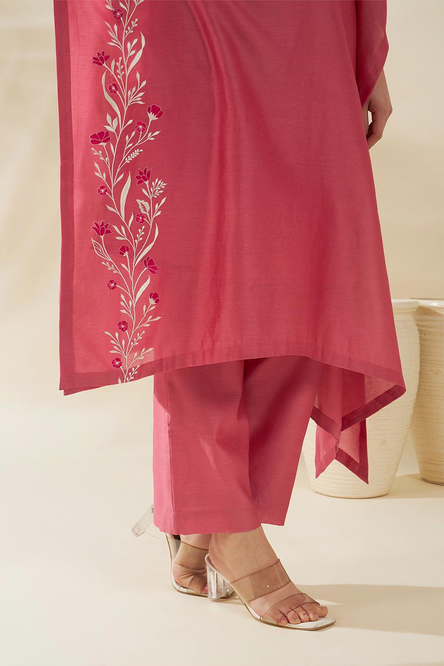 Maira Pink Embroidered Kaftan Co-Ord Set