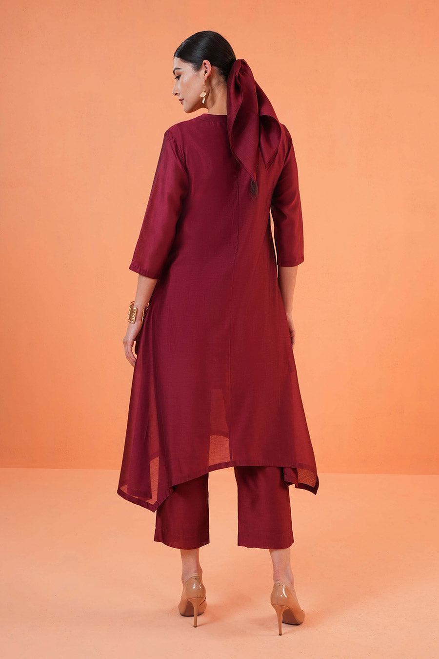 Maroon Mirage Embroidered Kurta & Pant Set