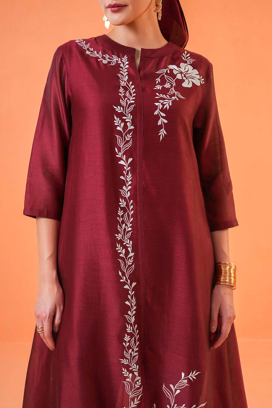 Maroon Mirage Embroidered Kurta & Pant Set