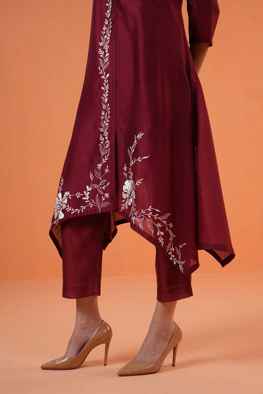 Maroon Mirage Embroidered Kurta & Pant Set
