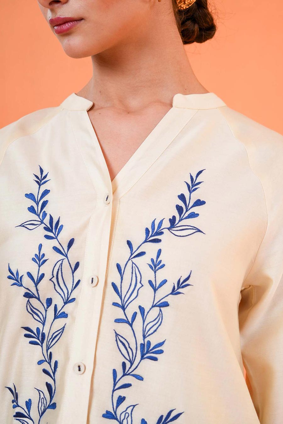 Ivory-Blue Mirage Embroidered Co-Ord Set