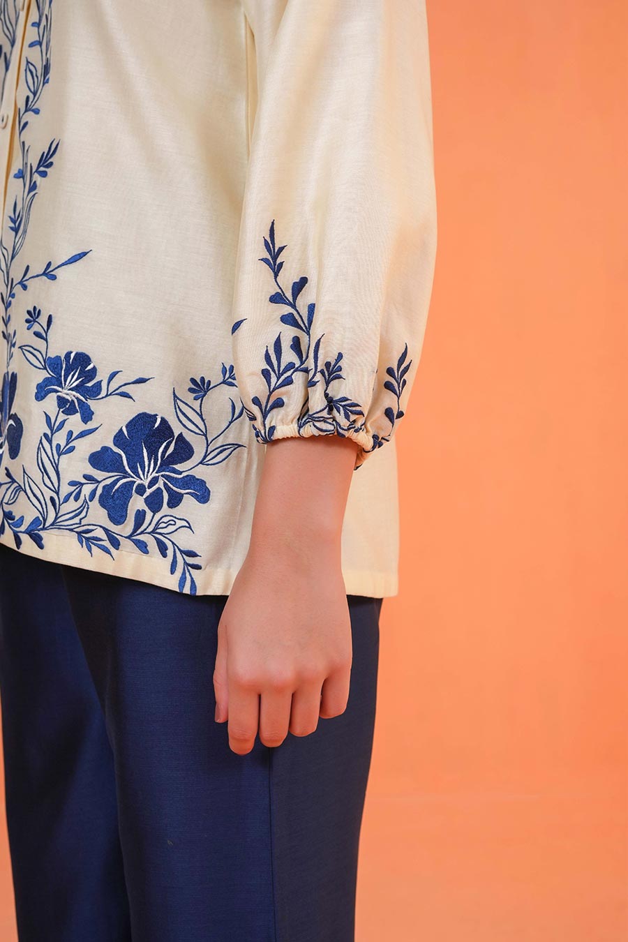 Ivory-Blue Mirage Embroidered Co-Ord Set