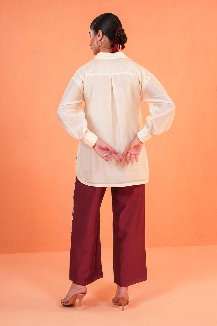 Ivory-Maroon Mirage Embroidered Co-Ord Set