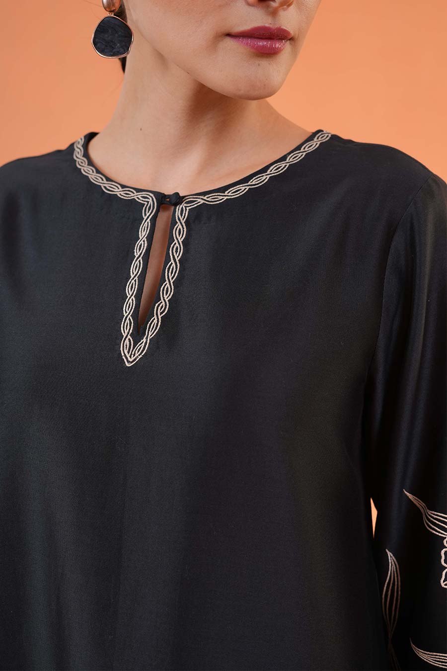 Black Oasis Embroidered Kurta & Pant Set