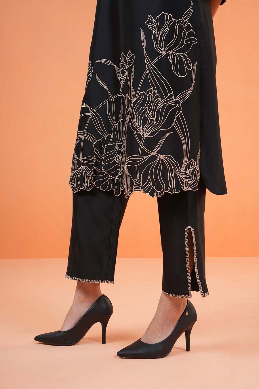 Black Oasis Embroidered Kurta & Pant Set