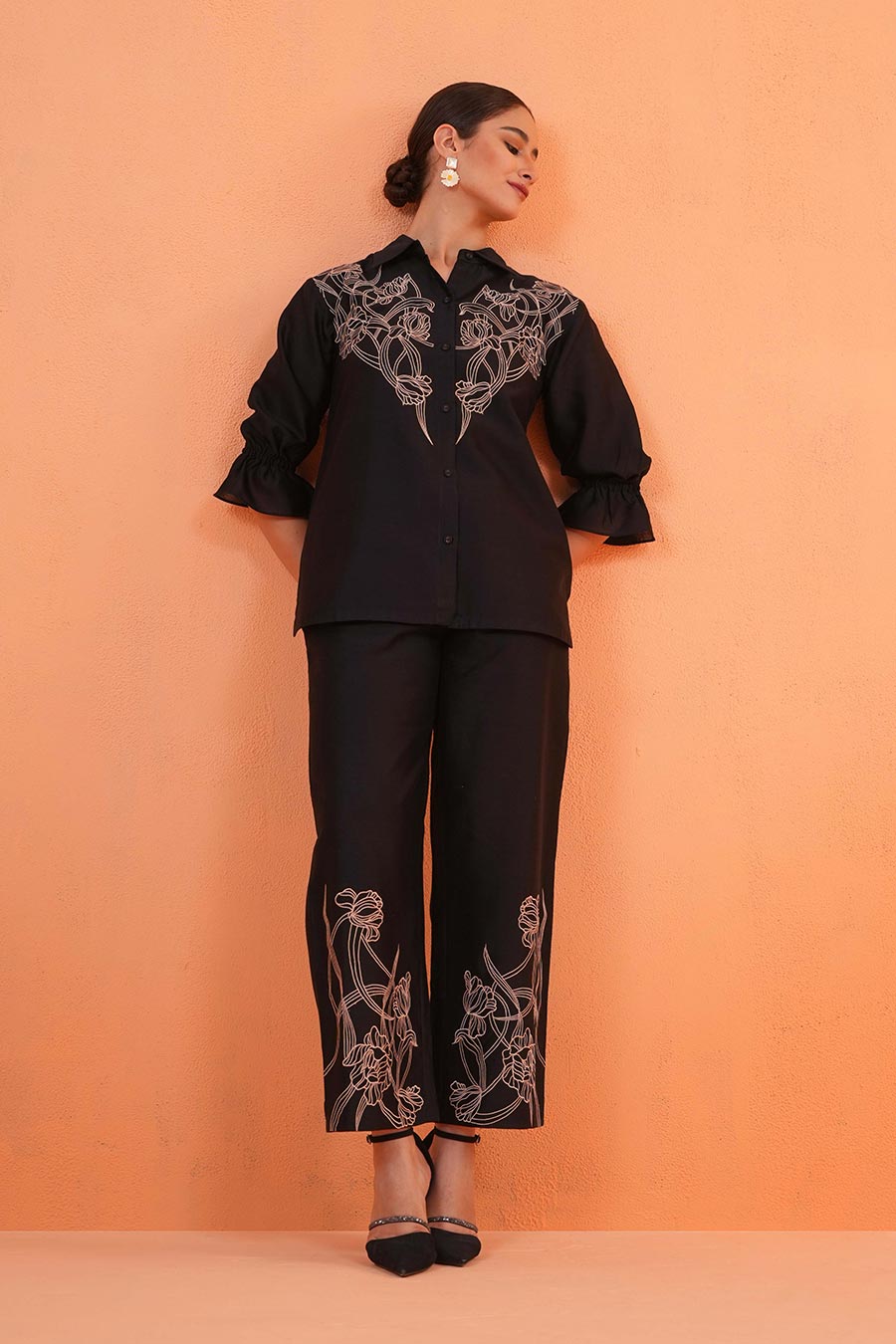 Black Oasis Embroidered Co-Ord Set