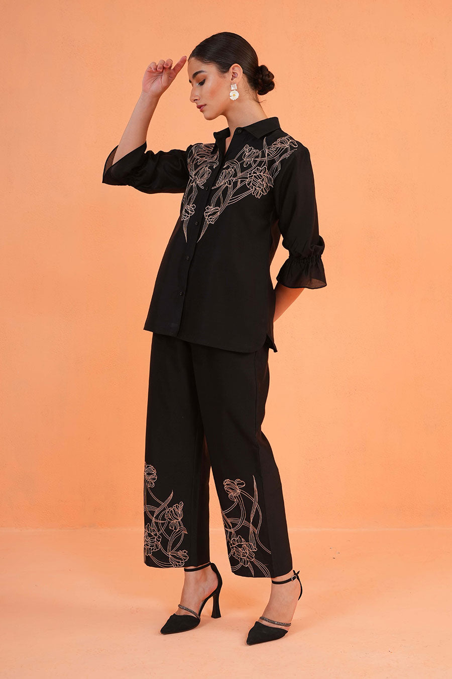 Black Oasis Embroidered Co-Ord Set