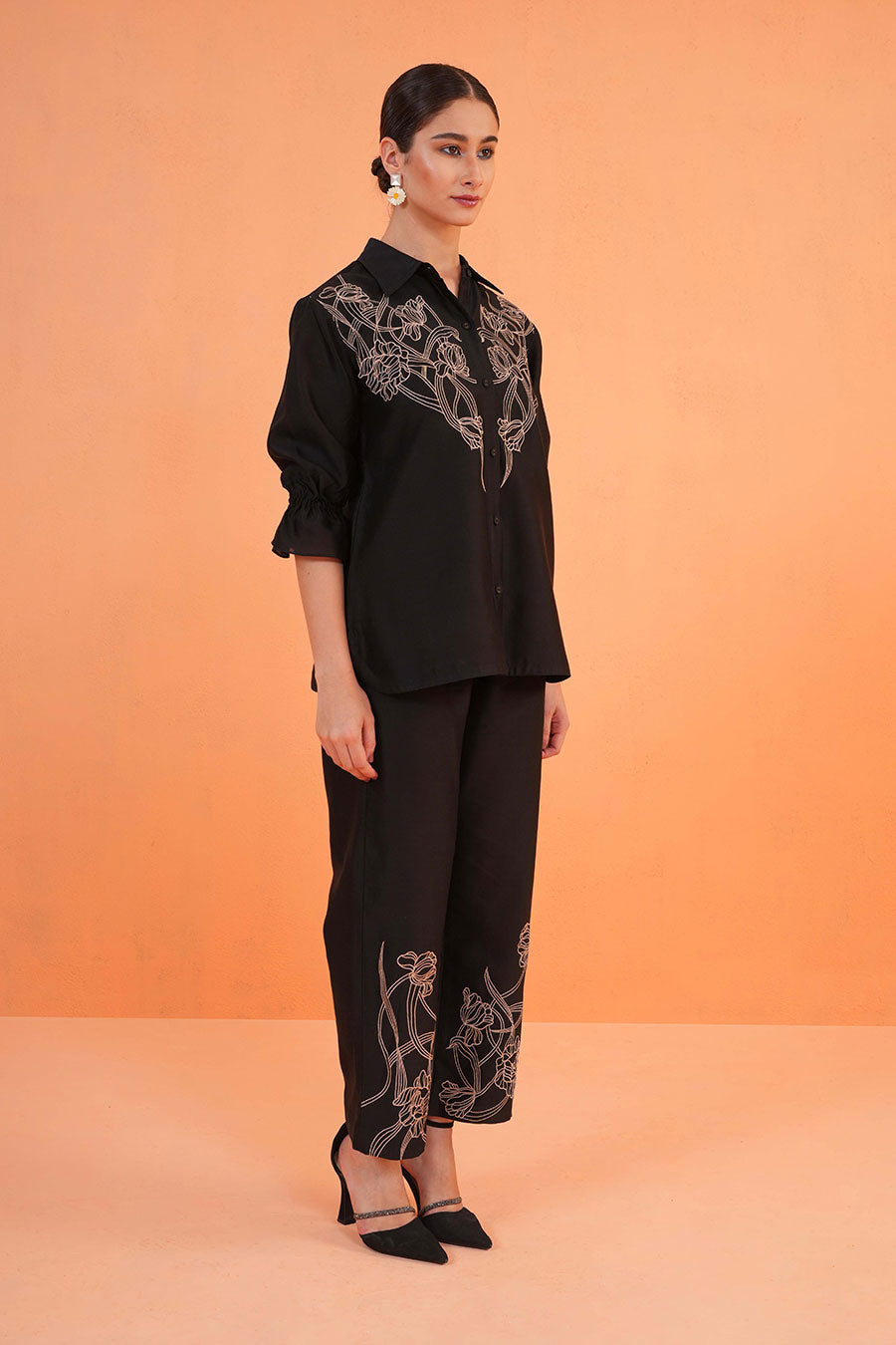 Black Oasis Embroidered Co-Ord Set