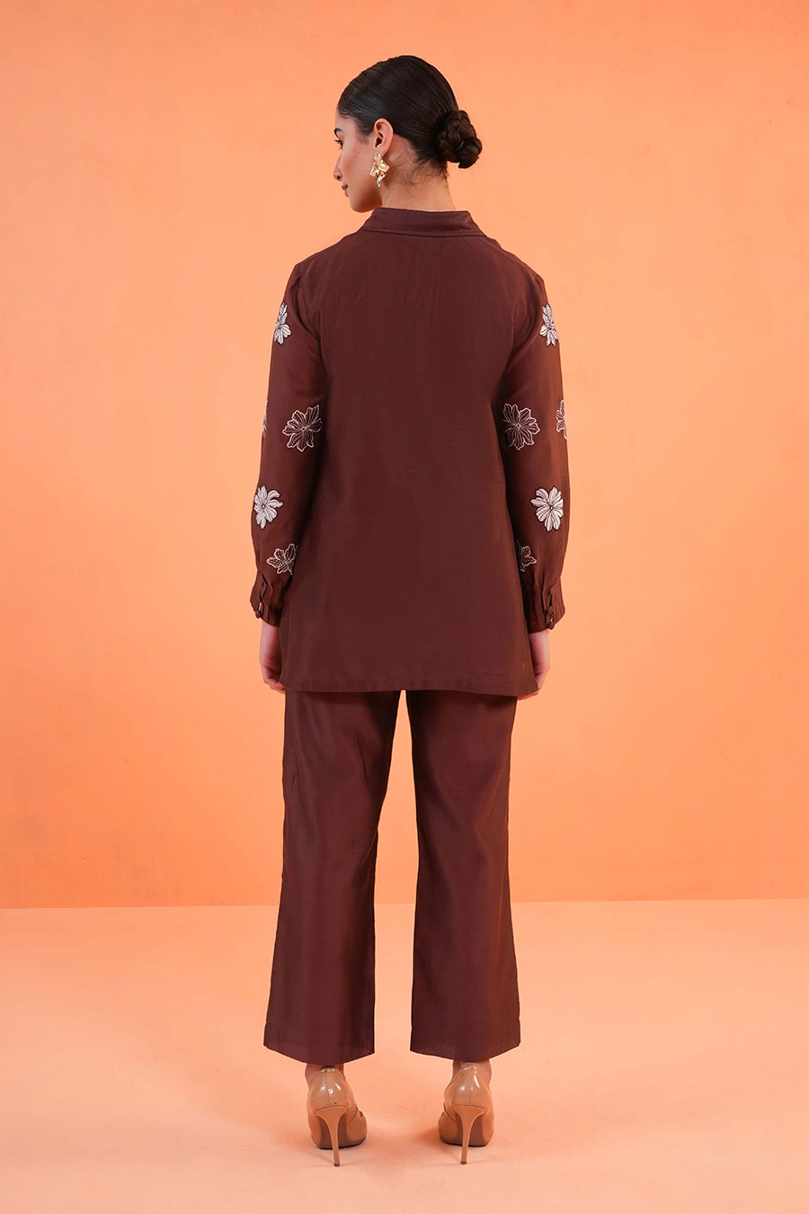 Brown Noir Embroidered Co-Ord Set