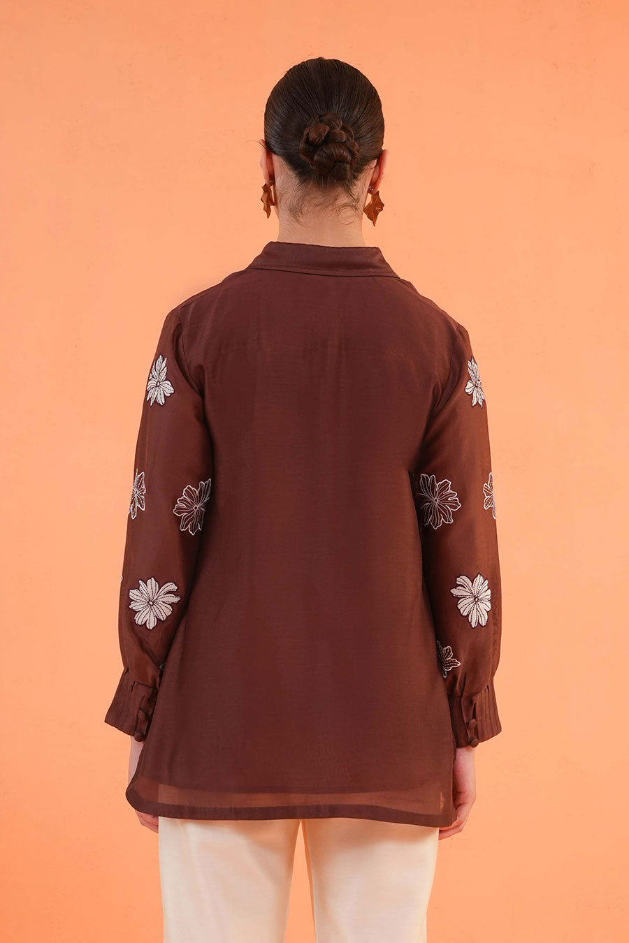 Brown-Ivory Noir Embroidered Co-Ord Set