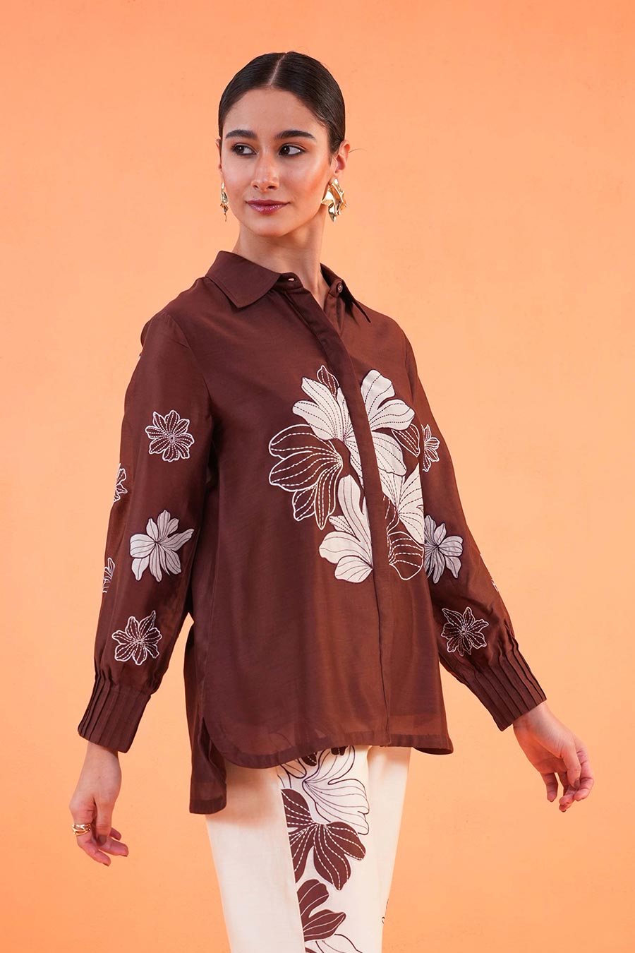 Brown Noir Embroidered Shirt