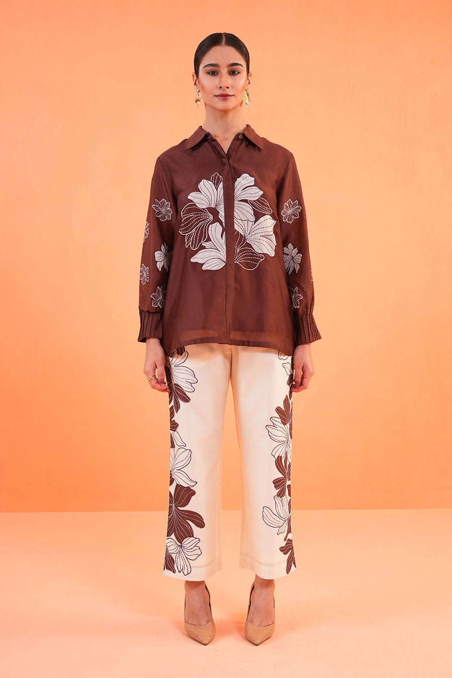 Brown Noir Embroidered Shirt