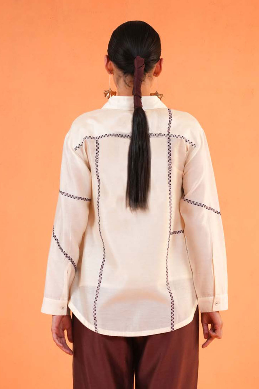 Ivory-Brown Mosaic Embroidered Co-Ord Set