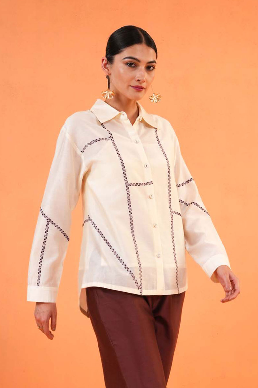 Ivory Mosaic Embroidered Shirt