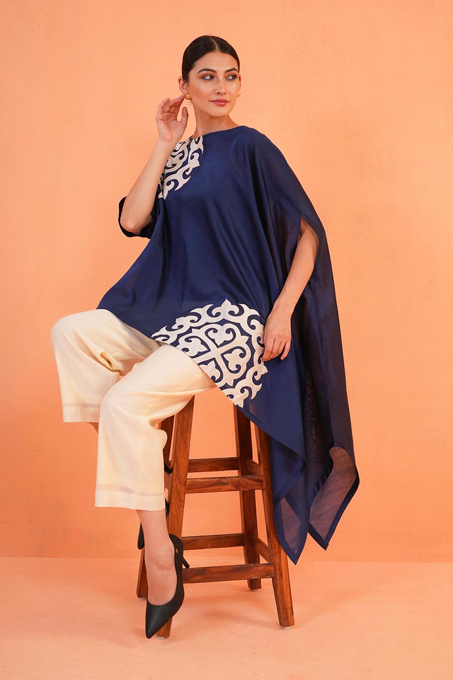 Blue-Ivory Souk Embroidered Co-Ord Set