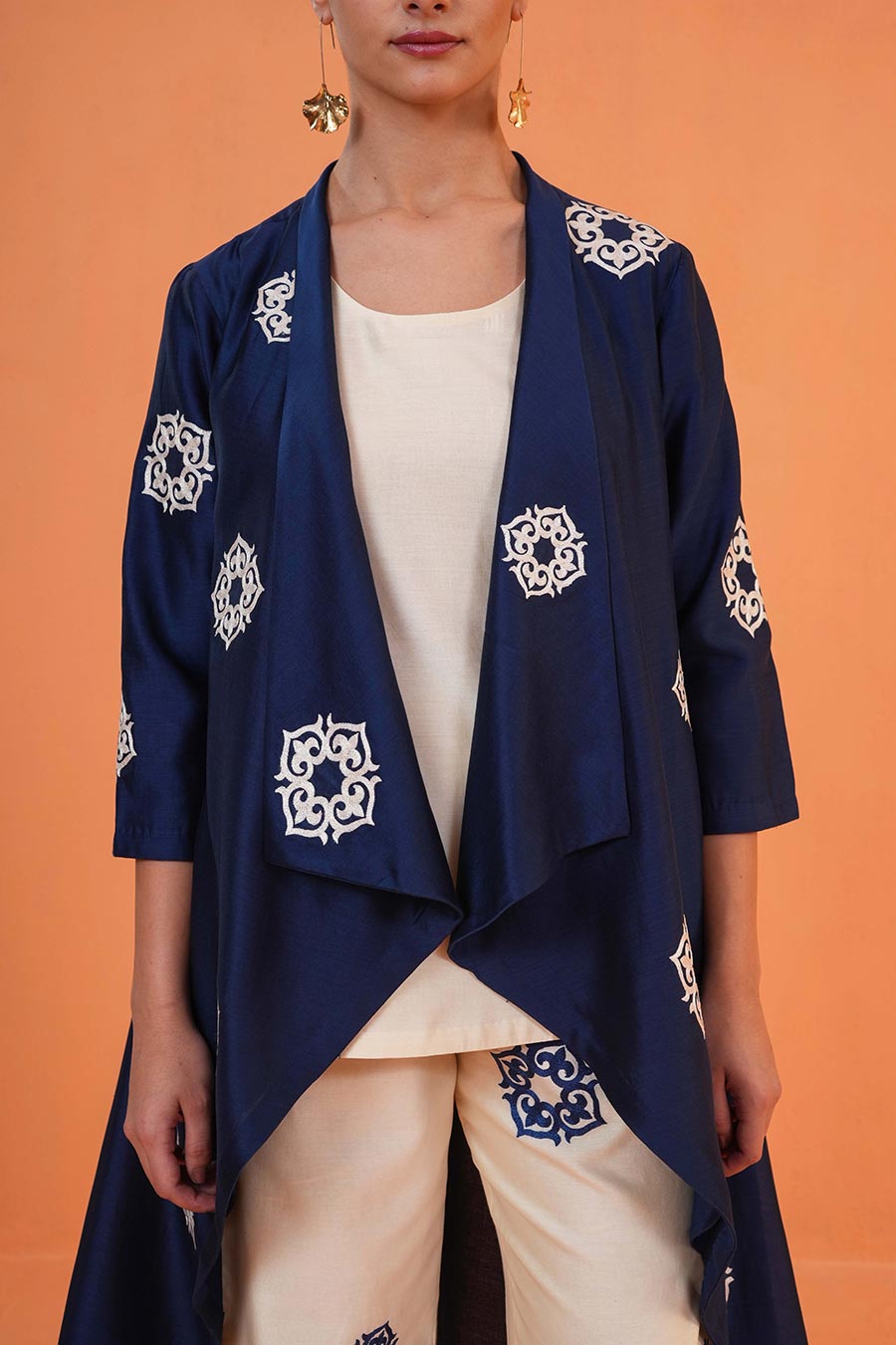 Blue-Ivory Celestial Embroidered 3-Piece Co-Ord Set