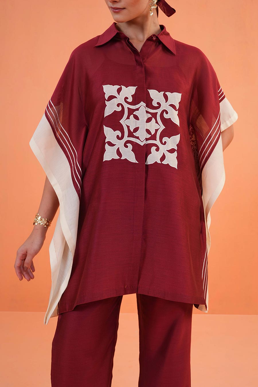 Maroon Medina Embroidered Tunic & Pant Set