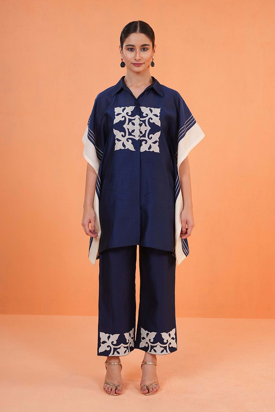 Blue Medina Embroidered Tunic & Pant Set