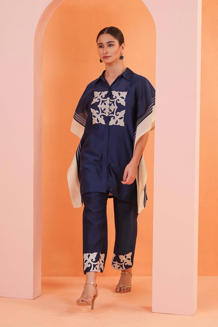 Blue Medina Embroidered Tunic & Pant Set