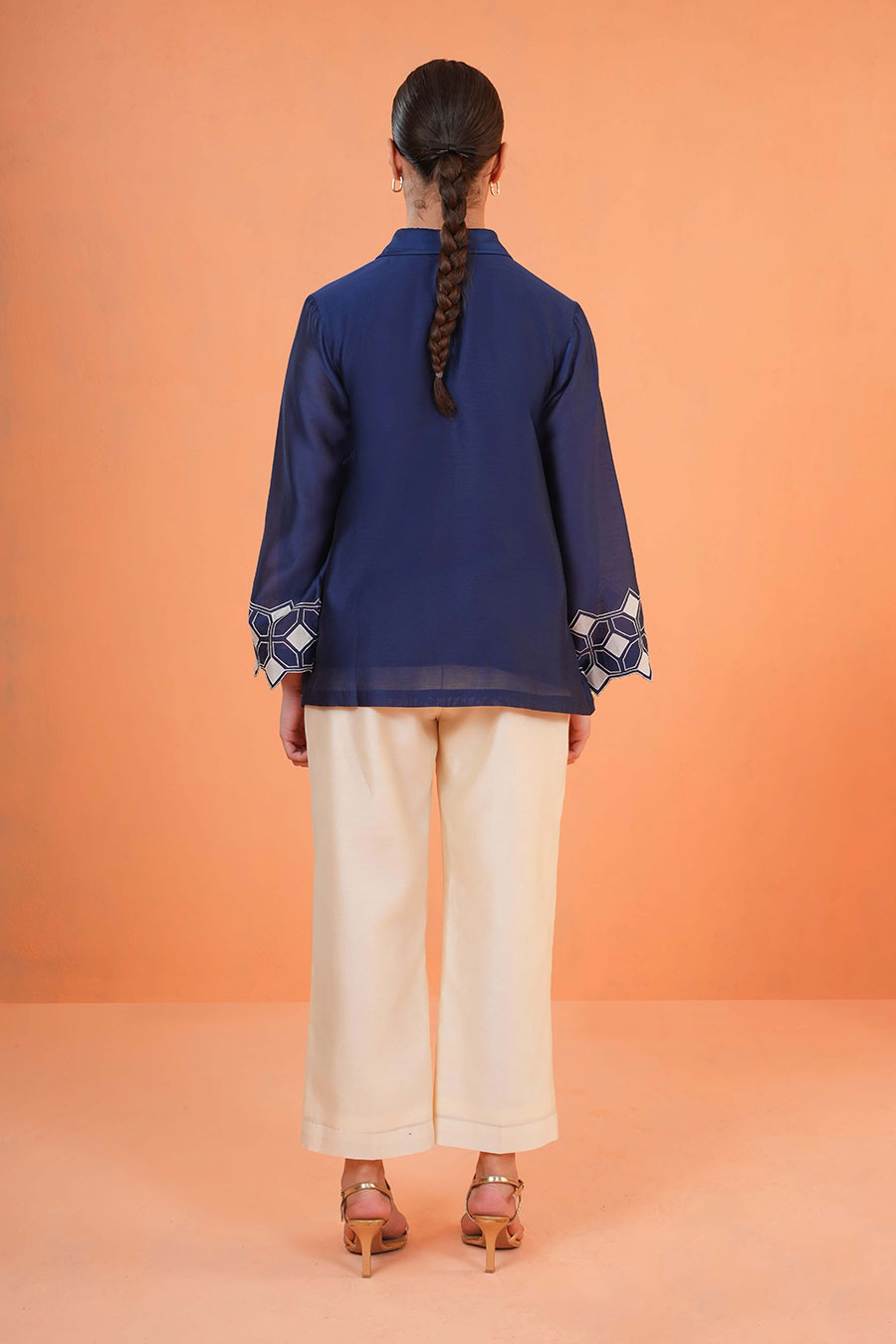 Blue-Ivory Symphony Embroidered Co-Ord Set