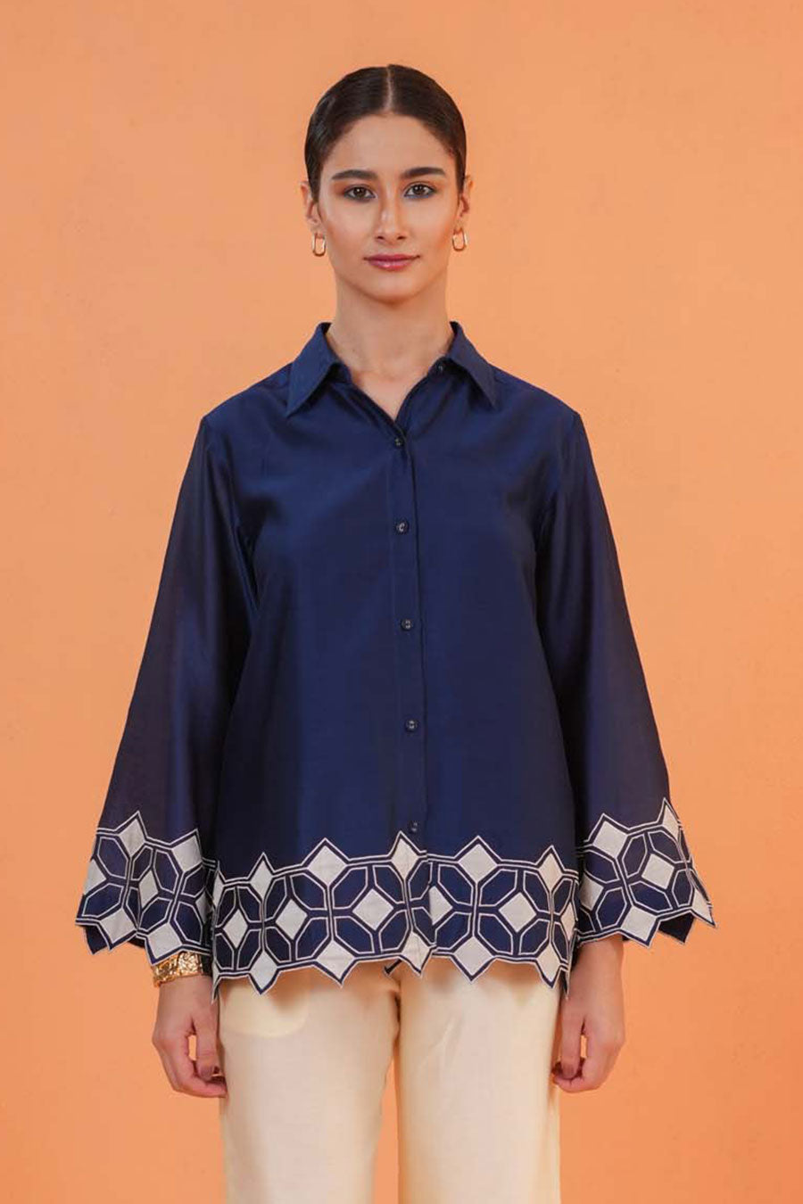 Blue-Ivory Symphony Embroidered Co-Ord Set