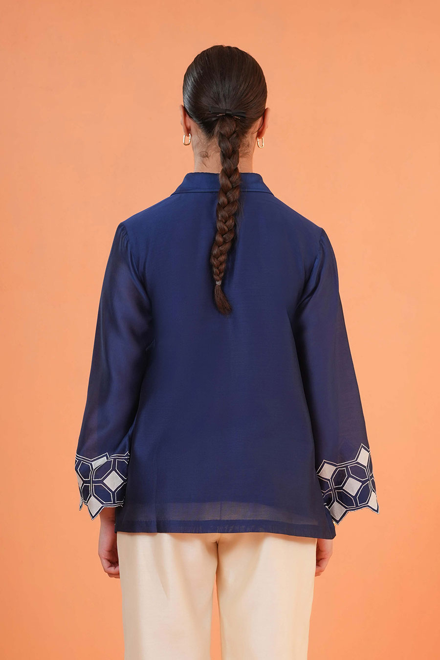 Blue-Ivory Symphony Embroidered Co-Ord Set