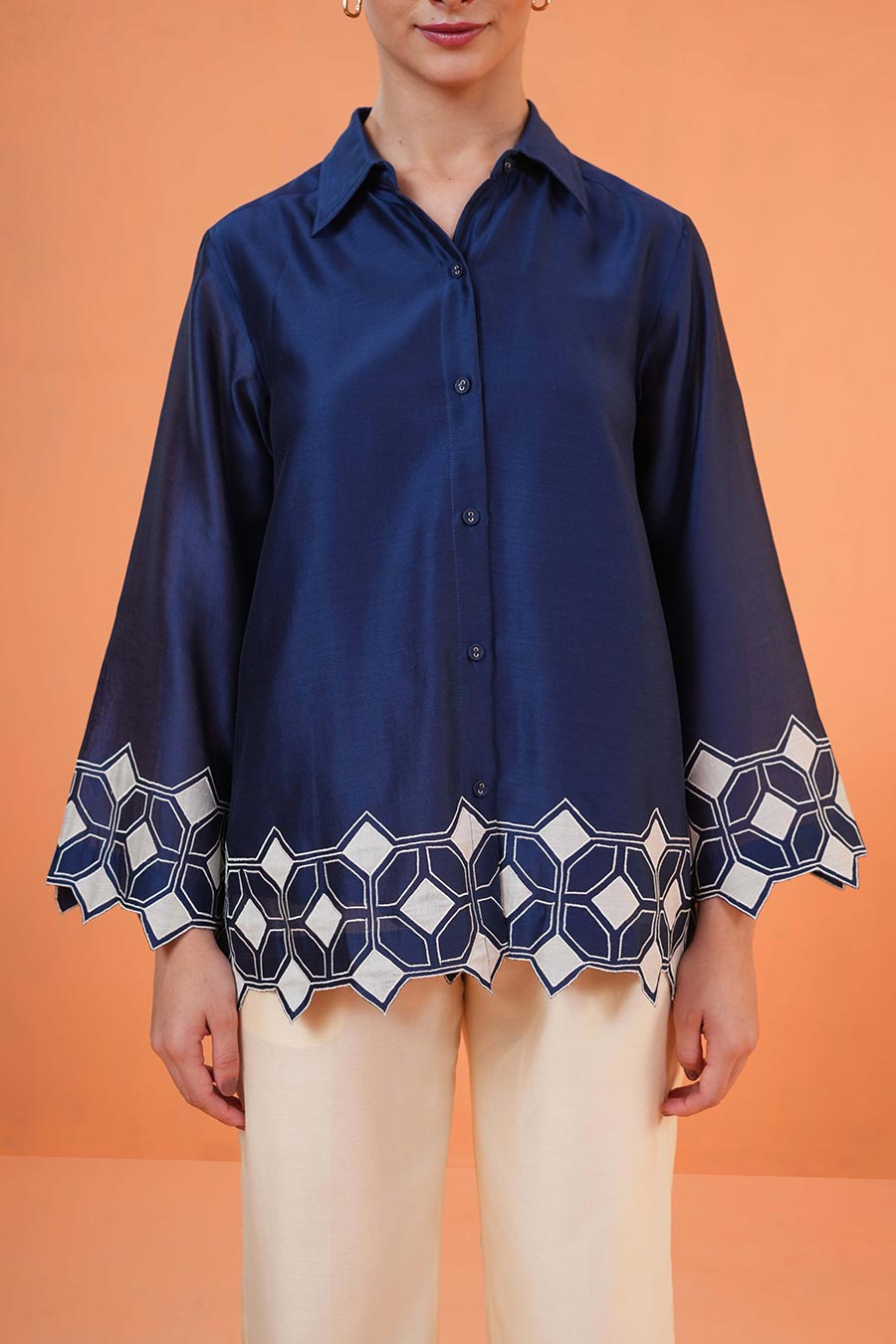 Blue-Ivory Symphony Embroidered Co-Ord Set