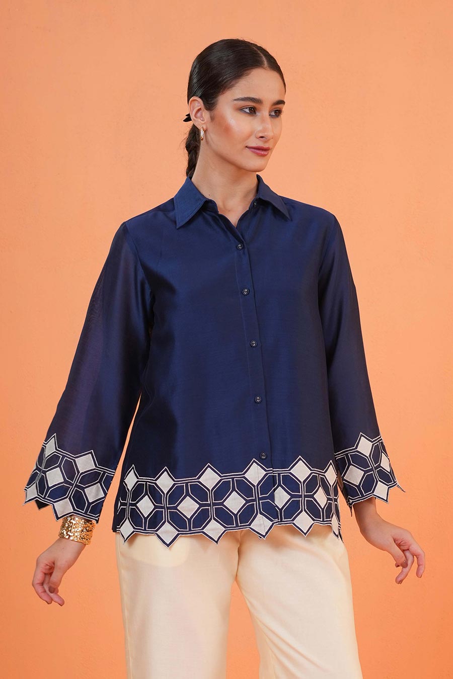 Blue Symphony Embroidered Shirt