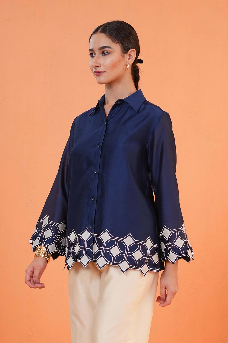 Blue Symphony Embroidered Shirt