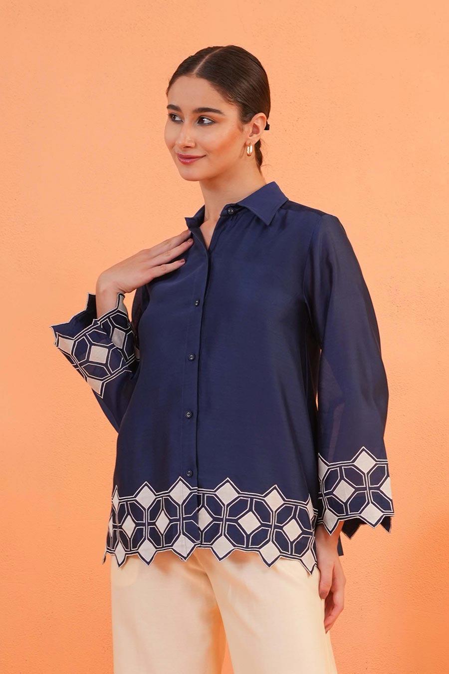 Blue Symphony Embroidered Shirt