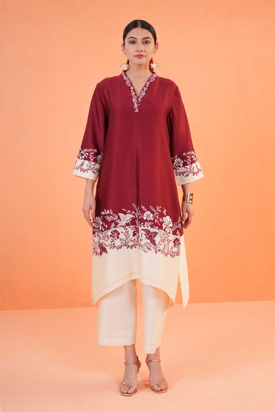 Maroon Eternal Embroidered Kurta & Pant Set
