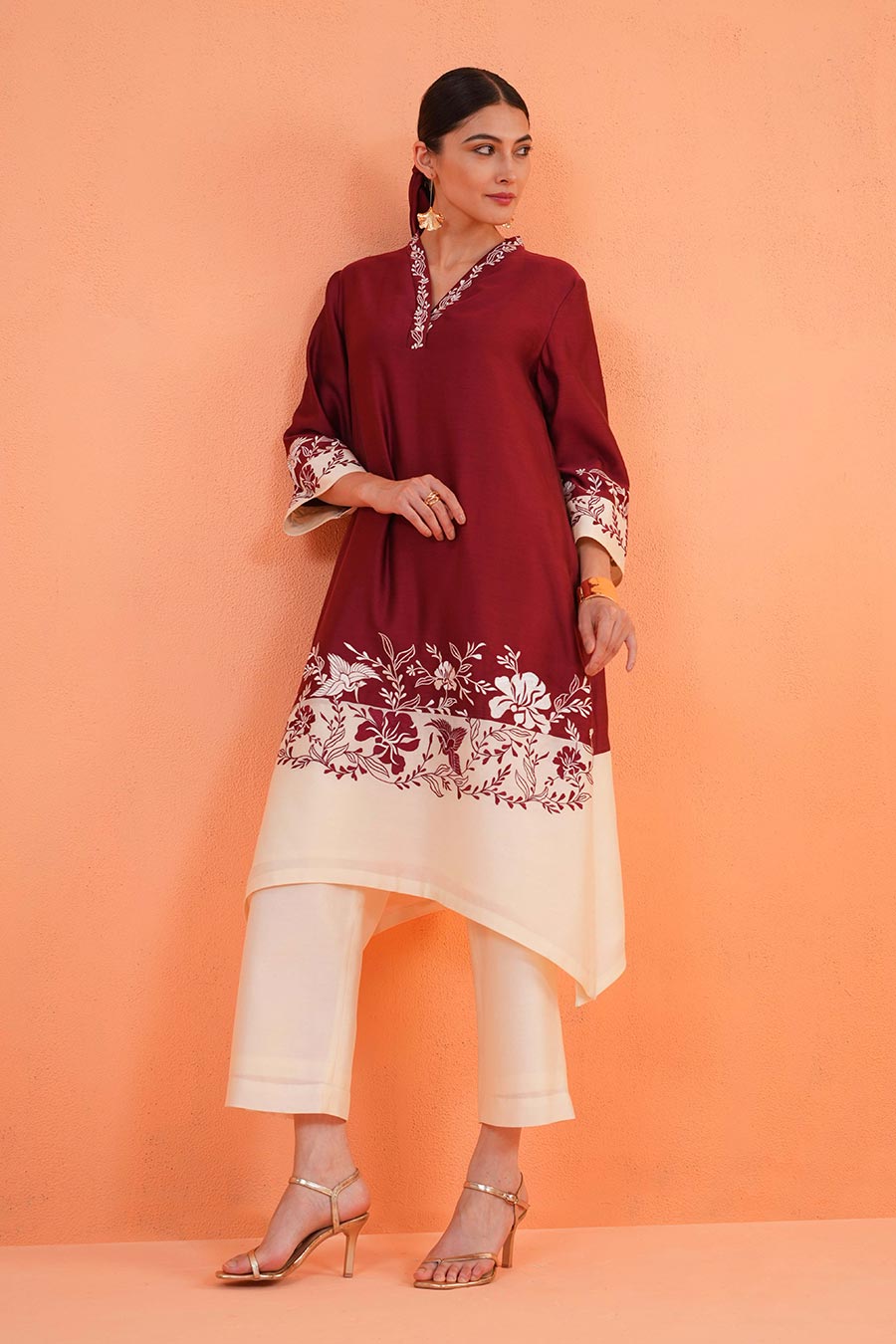 Maroon Eternal Embroidered Kurta & Pant Set
