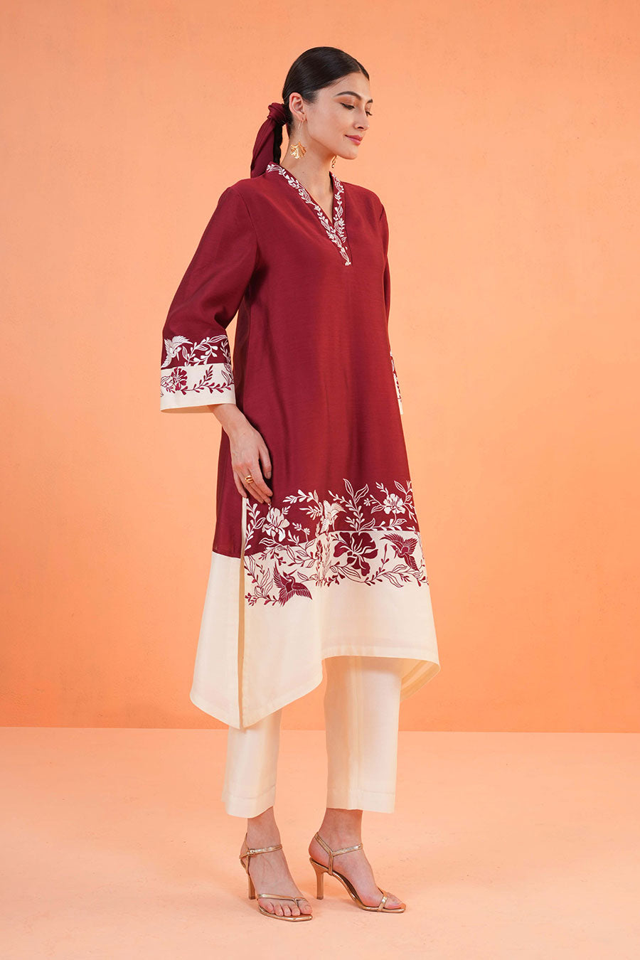 Maroon Eternal Embroidered Kurta & Pant Set