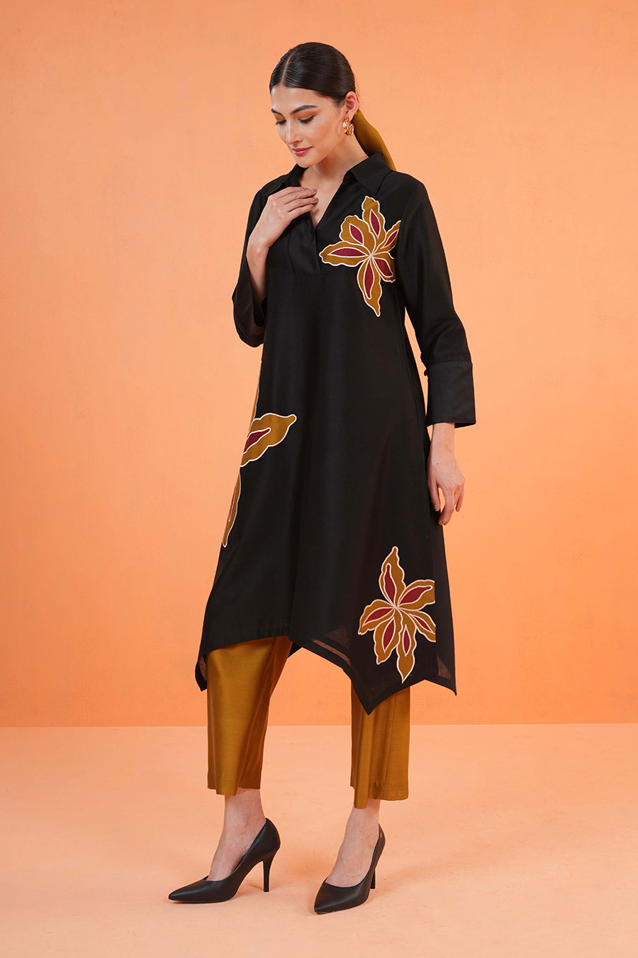 Black Desert Embroidered Kurta & Pant Set