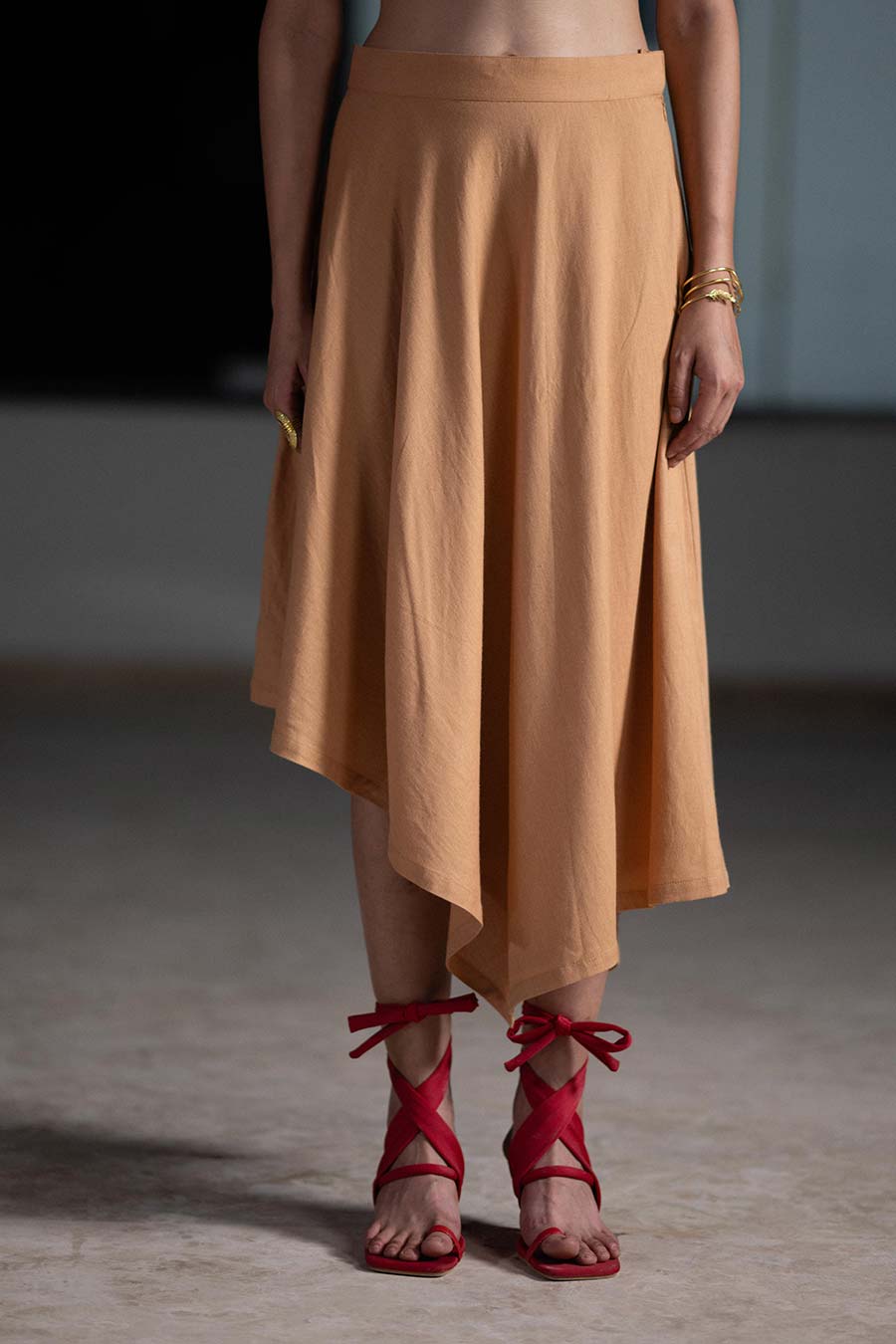 Brown Sand High-Low Skirt