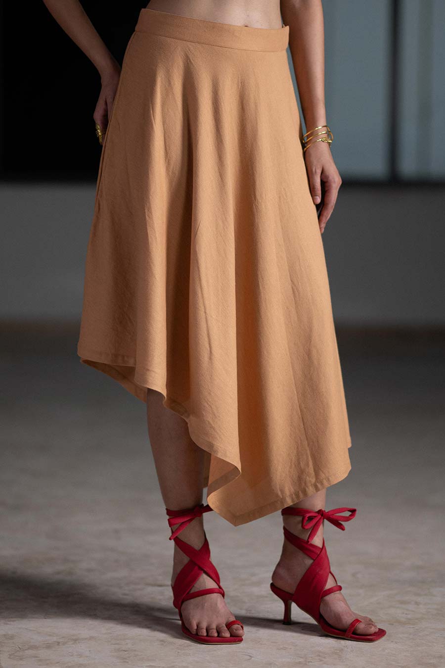 Brown Sand High-Low Skirt