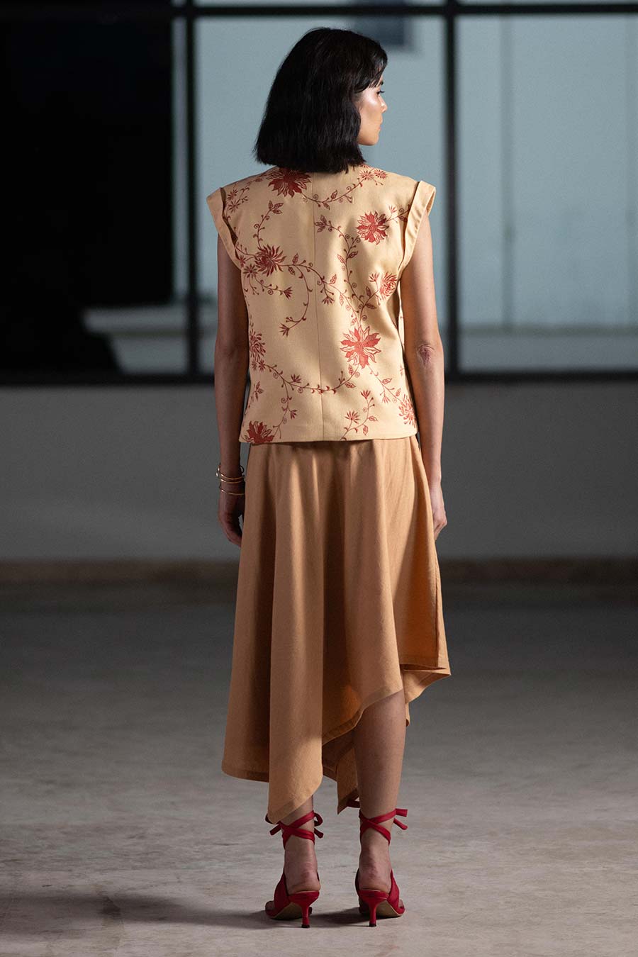 Brown Sand High-Low Skirt