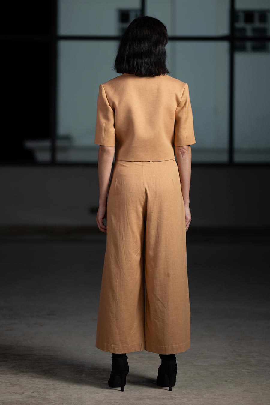 Brown Desert Dune Crop Blazer & Pant Set