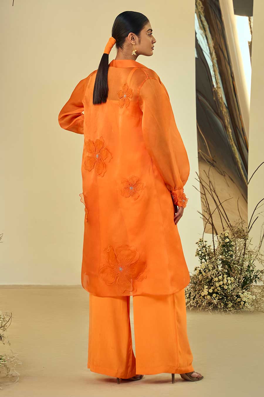 Tangerine Embellished 3 Piece Co-Ord Set