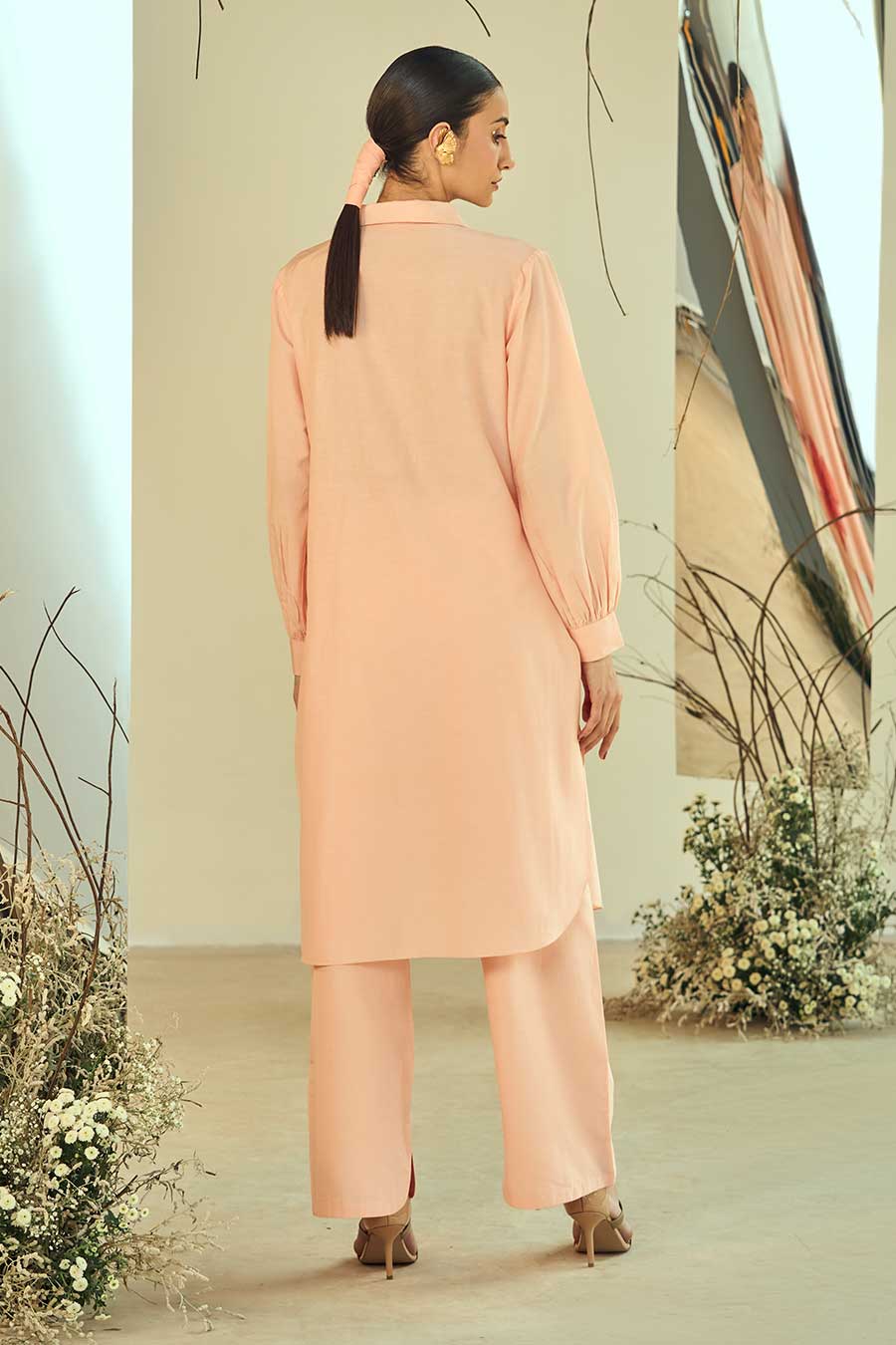 Peach Paradise Embellished Kurta & Pant Set