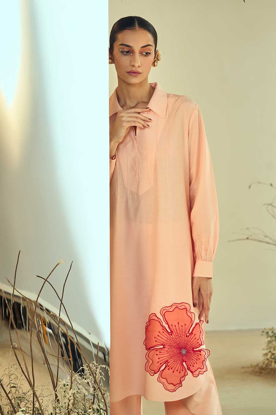 Peach Paradise Embellished Kurta & Pant Set