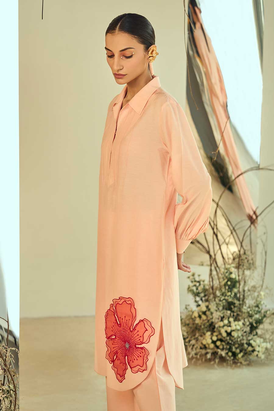 Peach Paradise Embellished Kurta & Pant Set
