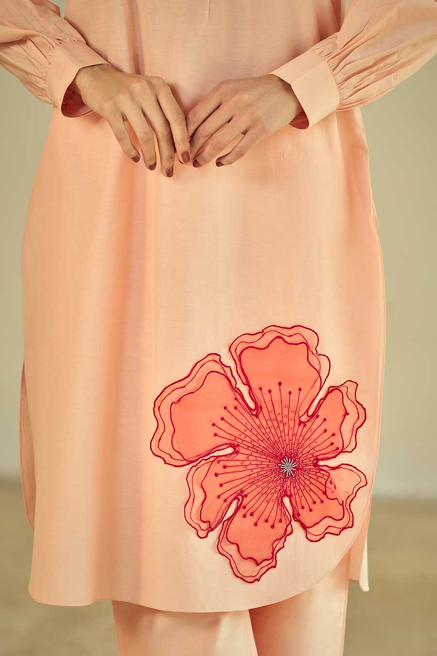 Peach Paradise Embellished Kurta & Pant Set